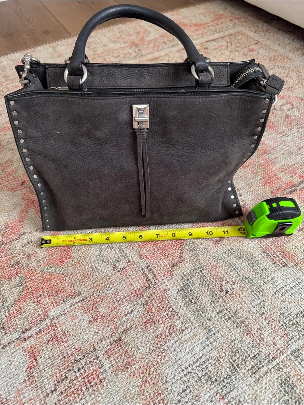 Rebecca Minkoff Darren Top Zip Satchel - Gray Suede - Picture 7 of 8